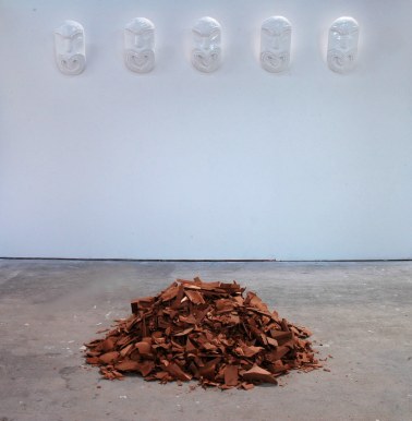 "Matakau" (2012) installation, Totara and acrylic paint